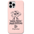 Shiprocket Drama Dispatched engraved phone cover in Blush Pink