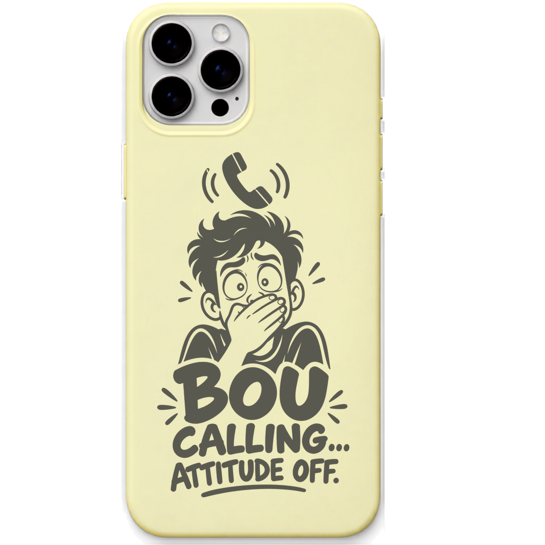 Bou Calling Attitude Off engraved pastel silicone phone cover in Lemon Yellow