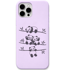 Panda Branch Club pandas on branches engraved pastel silicone phone cover in Lavender