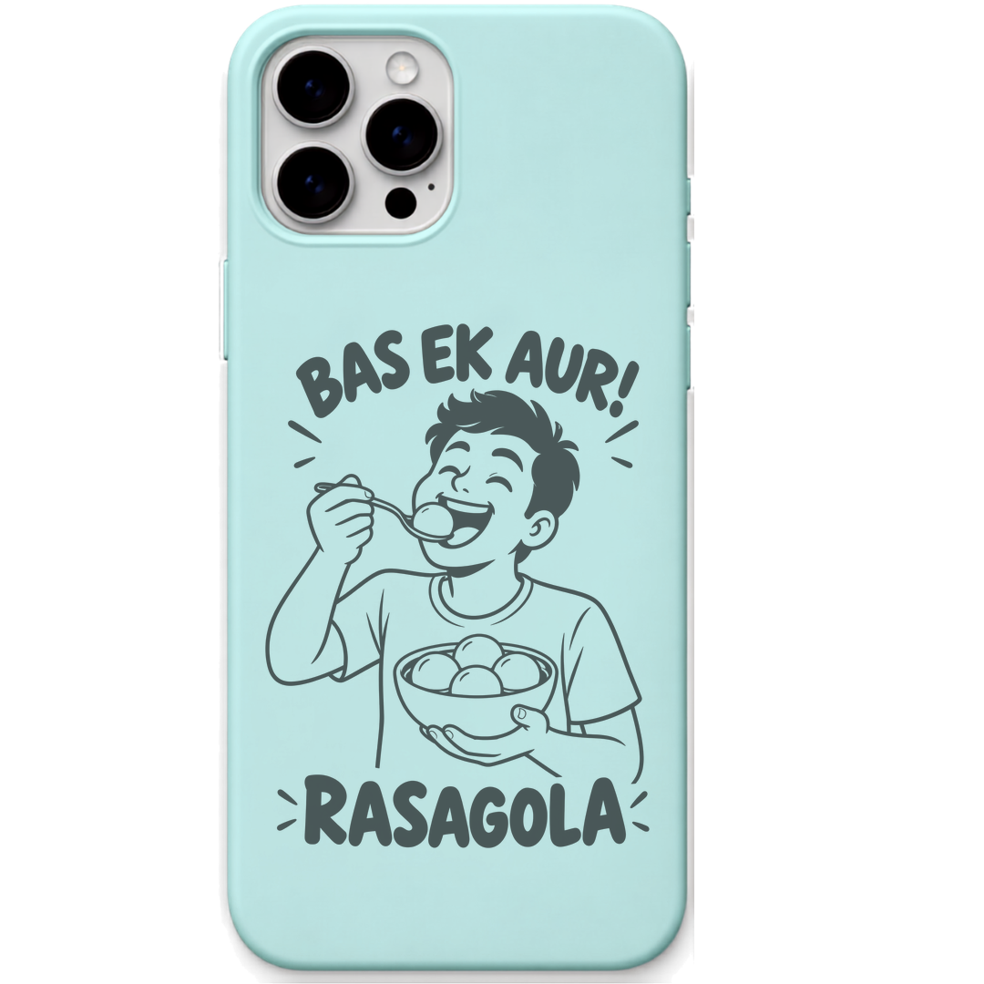 Bas Ek Aur Rasagola engraved pastel silicone phone cover in Mint Green