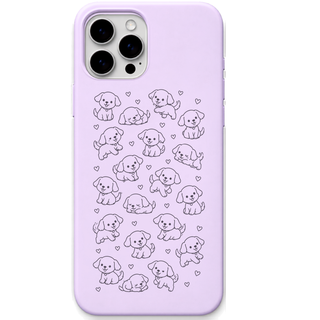 Puppy Happiness Dog cute puppy pattern engraved pastel silicone phone cover in Lavender