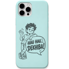 Hau Hau Dekhiba Odia Reply Mode engraved pastel silicone phone cover in Mint Green