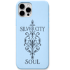 Silver City Soul engraved pastel silicone phone cover in Sky Blue