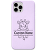 Gentle Giraffe baby giraffe custom name engraved pastel silicone phone cover in Lavender