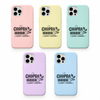 Chopra Legacy Loading iPhone Cover – engraved surname silicone case shown in five pastel colours