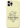 Cheeky Monkey baby monkey custom name engraved pastel silicone phone cover in Lemon Yellow
