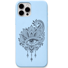 Lotus Gaze lotus eye motif engraved pastel silicone phone cover in Sky Blue
