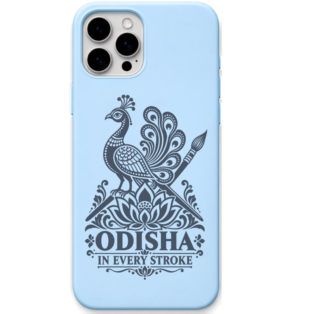 Odisha in Every Stroke Peacock engraved pastel silicone phone cover in Sky Blue