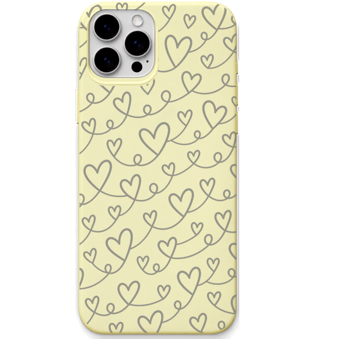 Little Love Notes engraved silicone phone cover in Lemon Yellow