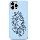 Wildflower Soul floral woman portrait engraved pastel silicone phone cover in Sky Blue