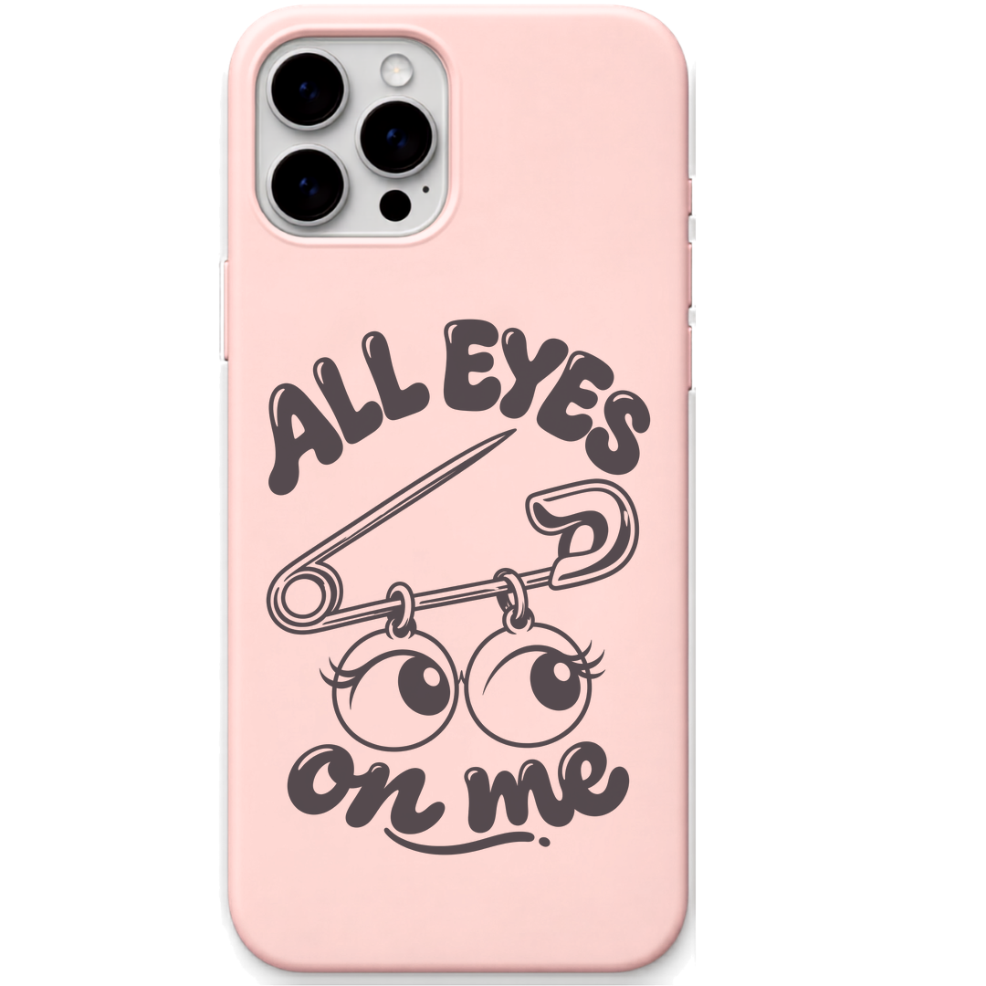 All Eyes On Me Safety Pin cute eye wordplay engraved silicone phone cover in Blush Pink