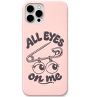 All Eyes On Me Safety Pin cute eye wordplay engraved silicone phone cover in Blush Pink
