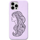Her Own Bloom floral woman silhouette engraved pastel silicone phone cover in Lavender