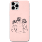 Papas Little Bosses dad two daughters line art engraved pastel silicone phone cover in Blush Pink