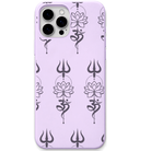 Trishul Lotus Om engraved silicone phone cover in Lavender