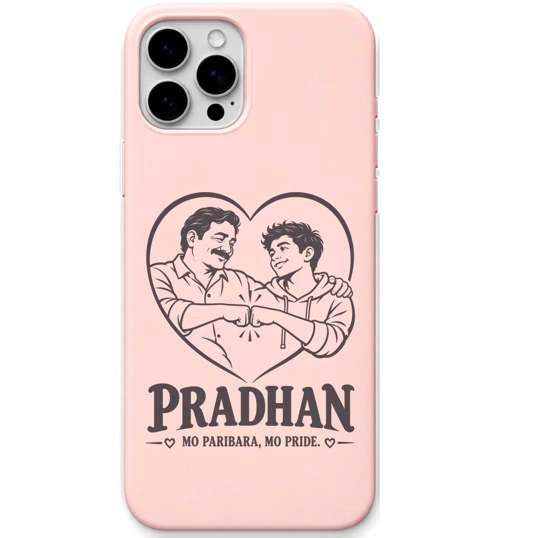 Pradhan Family First engraved pastel silicone phone cover in Blush Pink