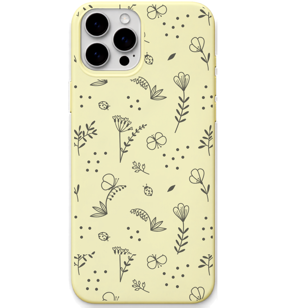 Little Garden engraved silicone phone cover in Lemon Yellow