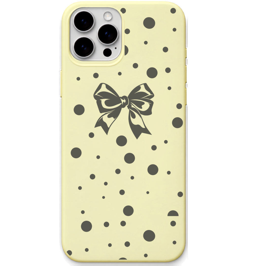 Statement Bow engraved silicone phone cover in Lemon Yellow