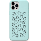 Penguin Huddle cute penguin pattern engraved pastel silicone phone cover in Mint Green