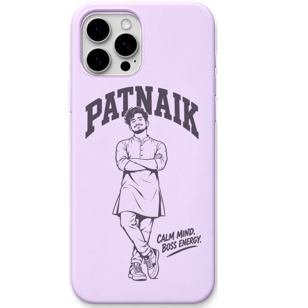 Patnaik Calm Mind Boss Energy engraved pastel silicone phone cover in Lavender