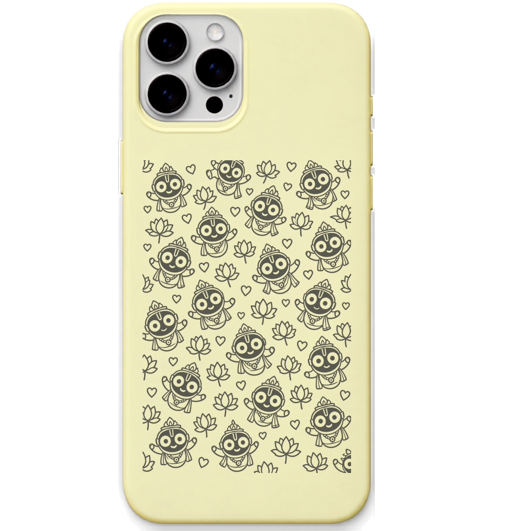 Little Jagannath Joy engraved pastel silicone phone cover in Lemon Yellow