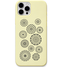 Circle of Calm circular mandala pattern engraved pastel silicone phone cover in Lemon Yellow