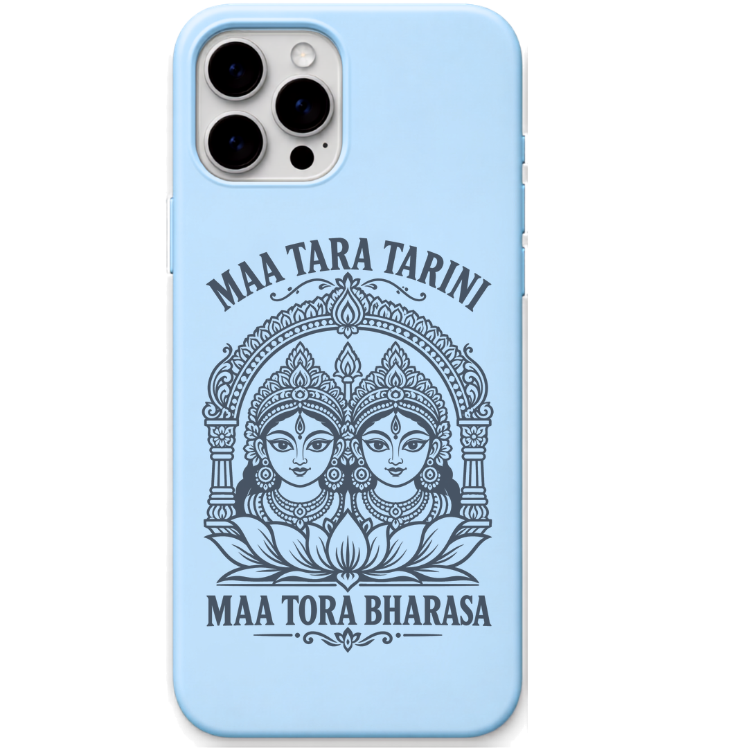 Maa Tara Tarini engraved pastel silicone phone cover in Sky Blue