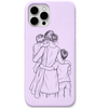 Double Trouble Mums Team mum three children line art engraved pastel silicone phone cover in Lavender