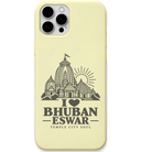 Bhubaneswar Temple City Soul engraved pastel silicone phone cover in Lemon Yellow