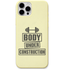 Body Under Construction gym motivation quote engraved silicone phone cover in Lemon Yellow