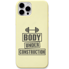 Body Under Construction gym motivation quote engraved silicone phone cover in Lemon Yellow