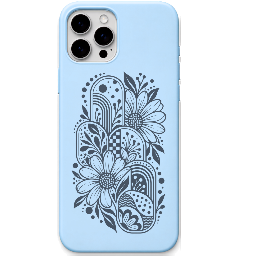 Bloom Mosaic floral paisley mosaic engraved pastel silicone phone cover in Sky Blue