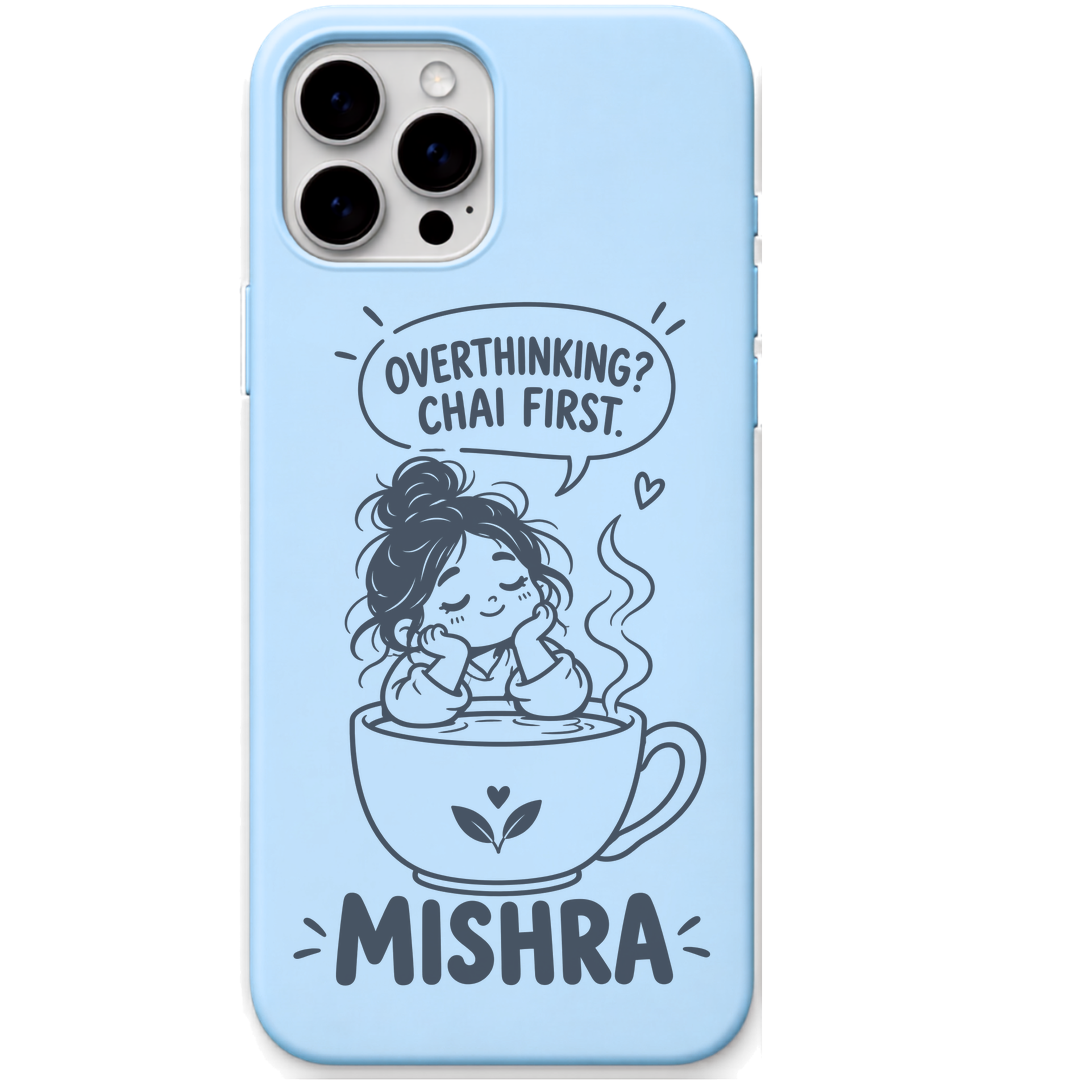 Mishra Chai First engraved pastel silicone phone cover in Sky Blue