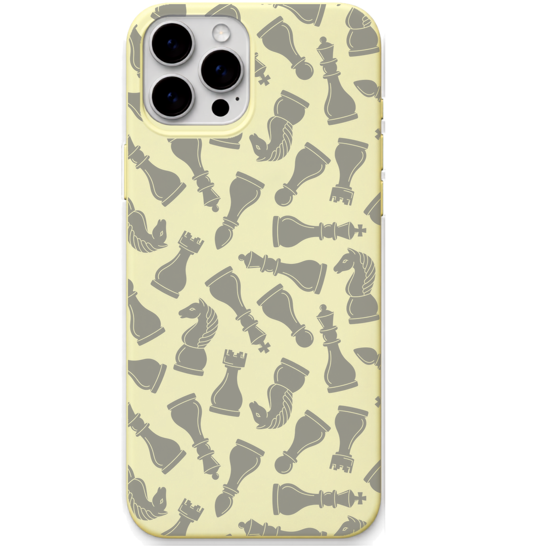 Chess in Motion engraved silicone phone cover in Lemon Yellow