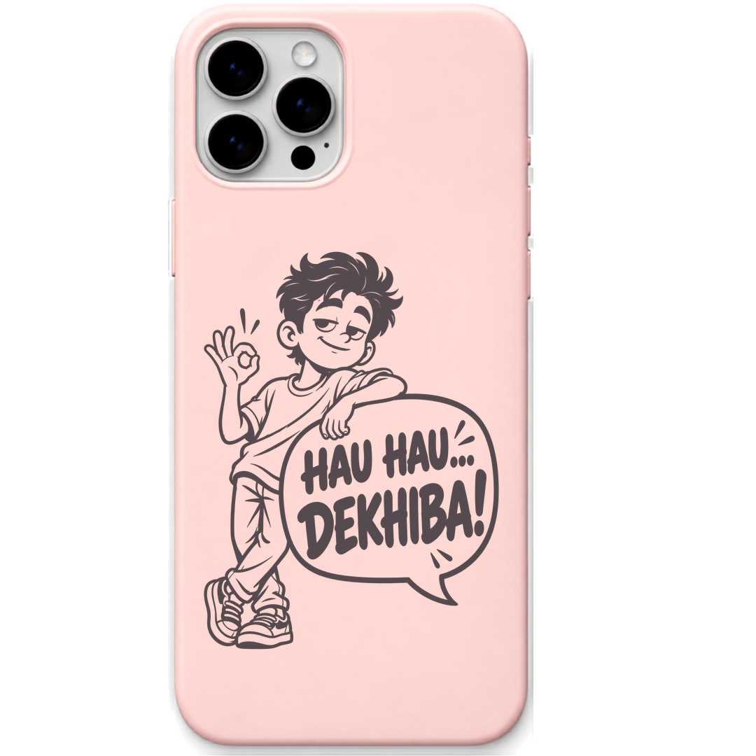 Hau Hau Dekhiba Odia Reply Mode engraved pastel silicone phone cover in Blush Pink