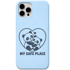 My Safe Place Pandas panda heart hug engraved pastel silicone phone cover in Sky Blue