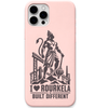 Rourkela Built Different engraved pastel silicone phone cover in Blush Pink