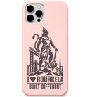 Rourkela Built Different engraved pastel silicone phone cover in Blush Pink