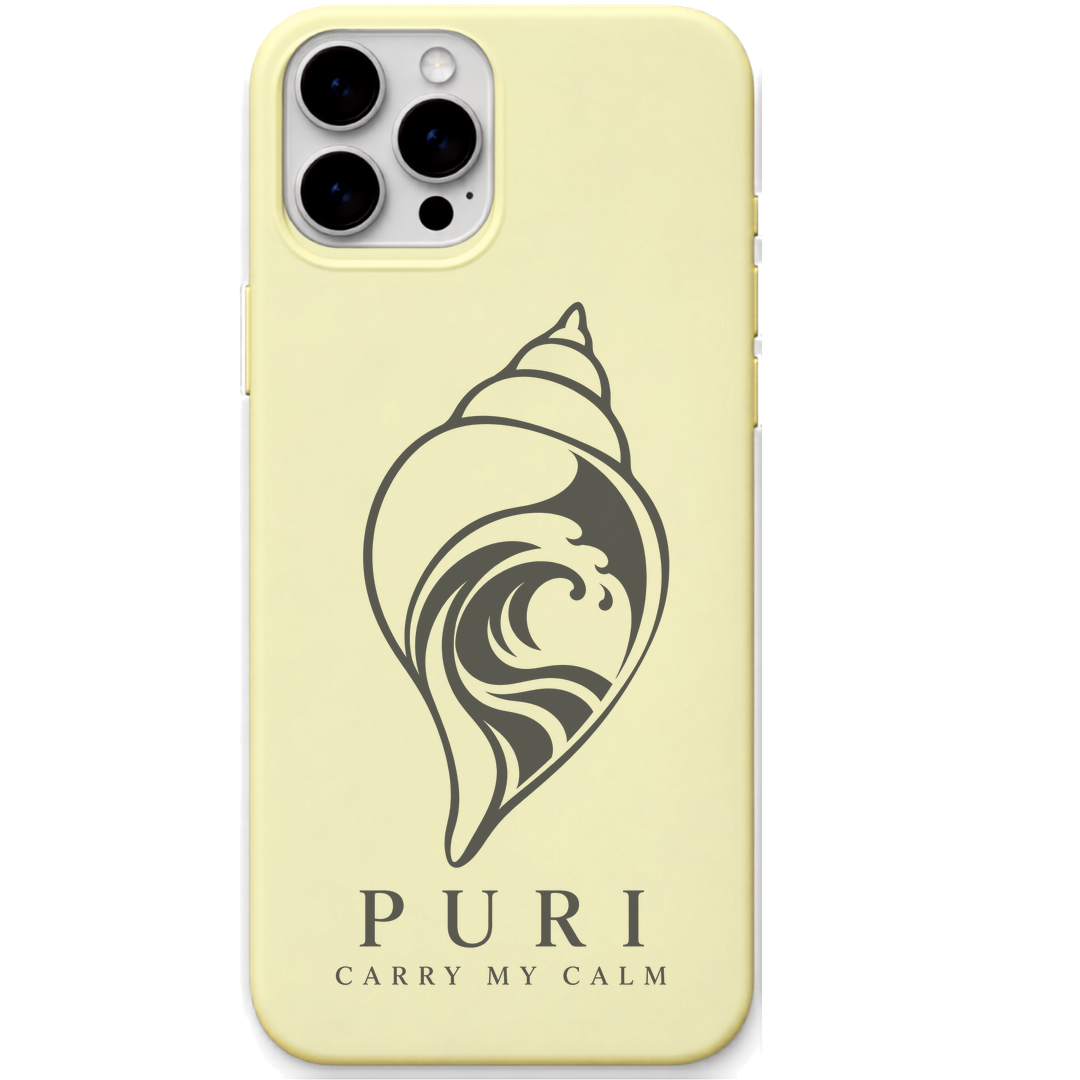 Puri Carry My Calm engraved pastel silicone phone cover in Lemon Yellow