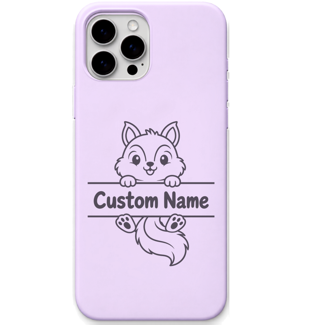 Pocket Squirrel baby squirrel custom name engraved pastel silicone phone cover in Lavender