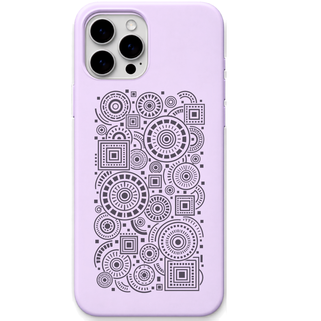 Organised Chaos circle square pattern engraved pastel silicone phone cover in Lavender