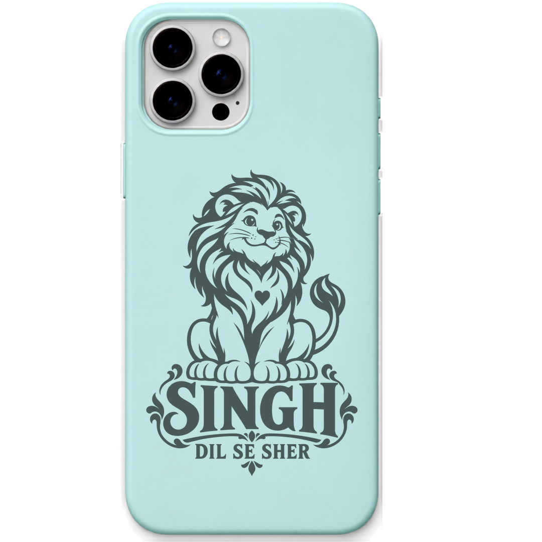 Singh Dil Se Sher engraved silicone phone cover in Mint Green