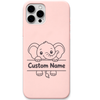 Little Elephant baby elephant custom name engraved pastel silicone phone cover in Blush Pink