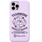 Shiprocket Teamwork + Name engraved phone cover in Lavender