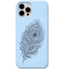 Peacock Poetry ornamental peacock feather engraved pastel silicone phone cover in Sky Blue