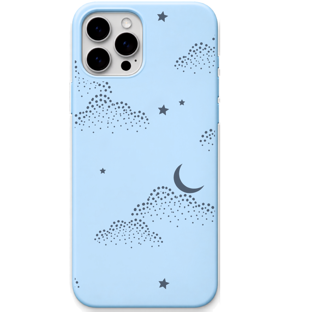 Cloud Wishes engraved silicone phone cover in Sky Blue