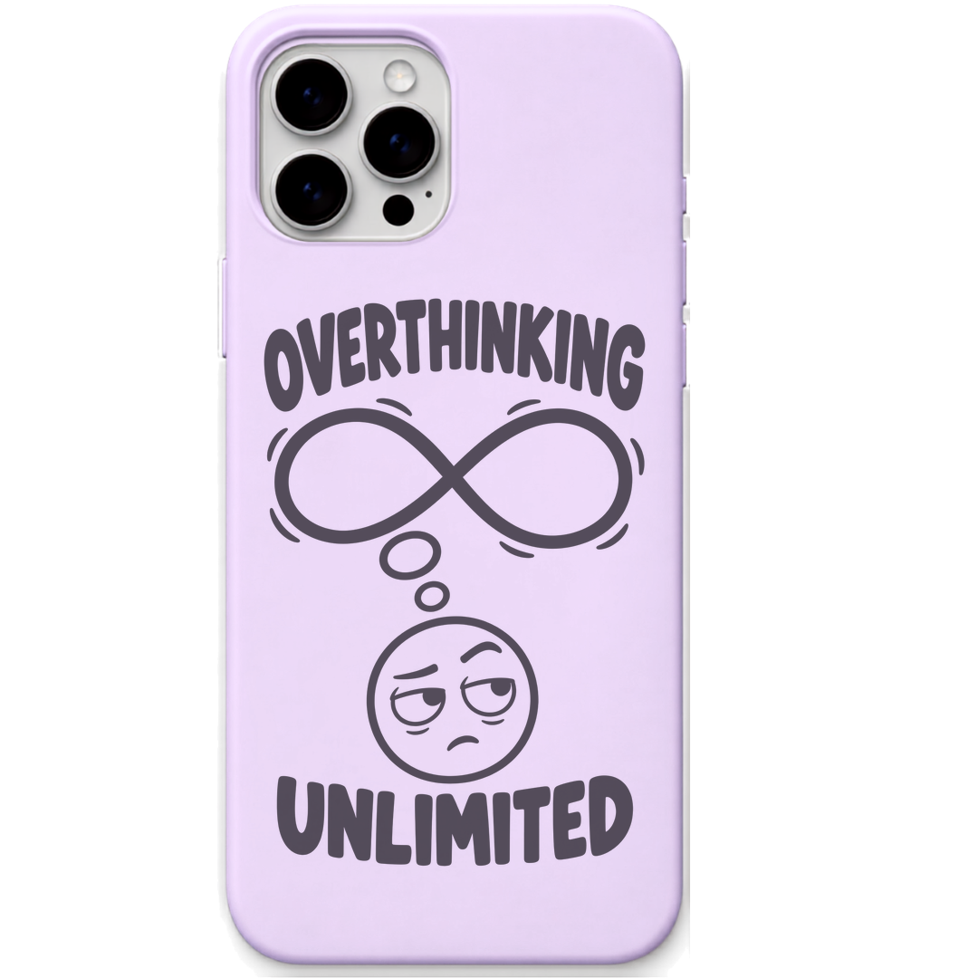 Overthinking Unlimited funny infinity quote engraved pastel silicone phone cover in Lavender