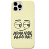 Apna Vibe Alag Hai sassy face hinglish meme engraved pastel silicone phone cover in Lemon Yellow