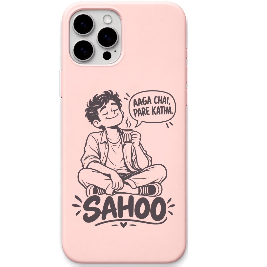 Sahoo Chai Pare Katha engraved pastel silicone phone cover in Blush Pink