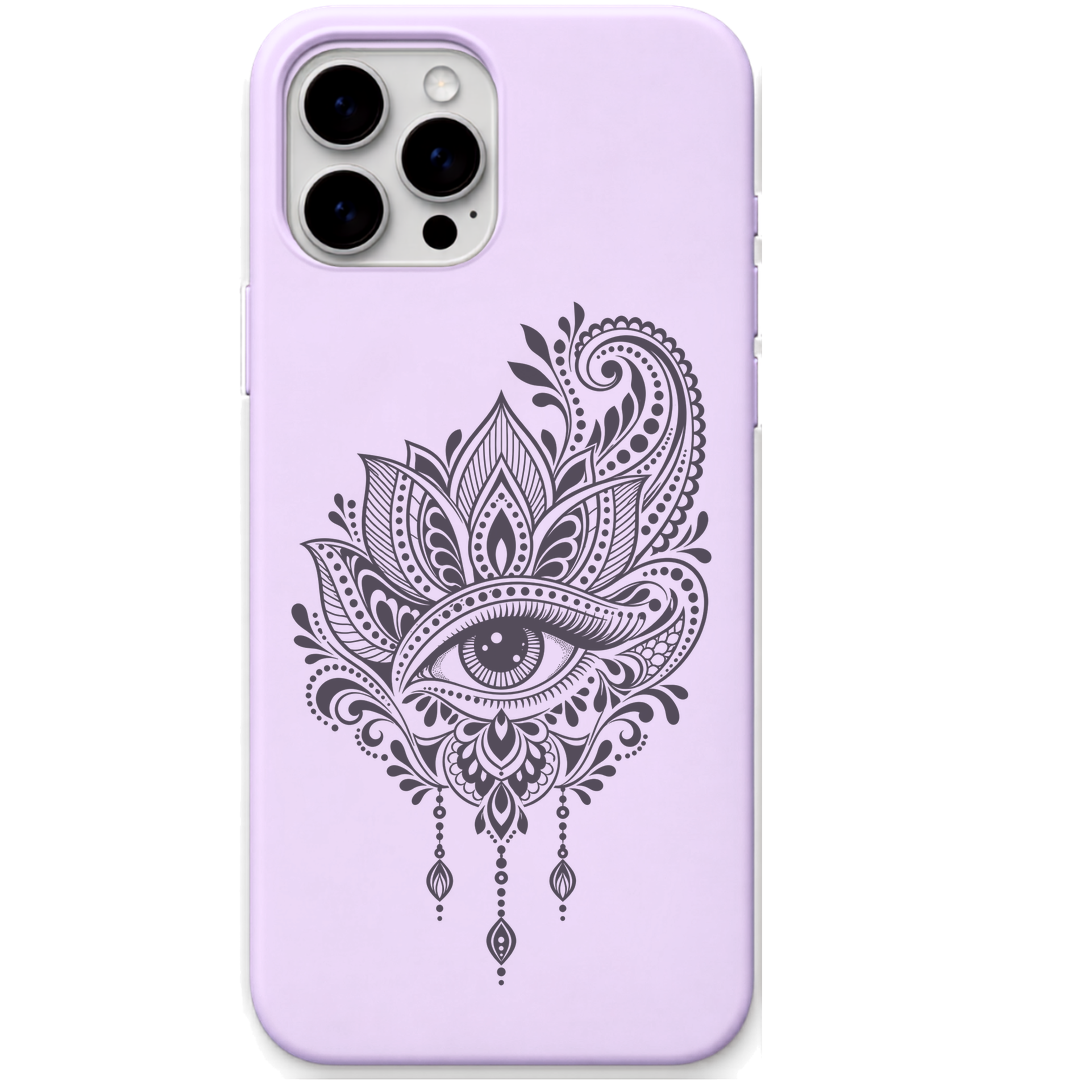 Lotus Gaze lotus eye motif engraved pastel silicone phone cover in Lavender